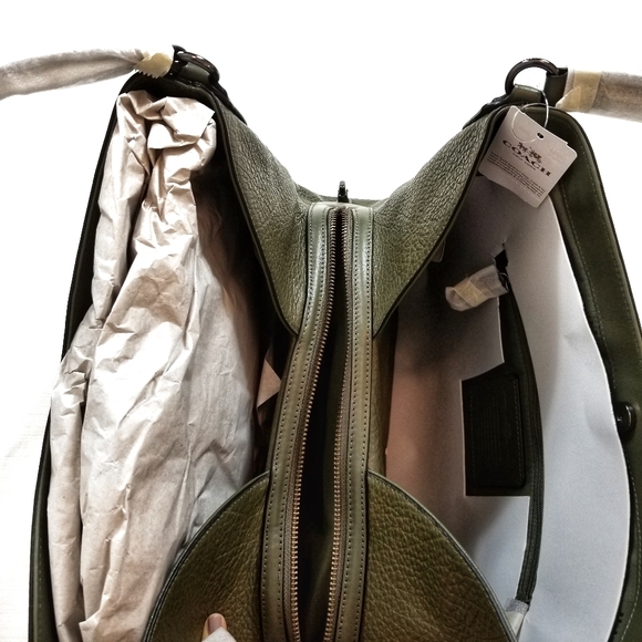🔥LAST1♨️COACH BNWT Leather Large Bag Olive - Picture 6 of 17